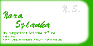 nora szlanka business card